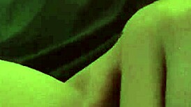 me fingering her shaved pussy close-up