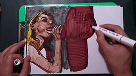 Amateur Painter Draws Erotic Picture Of Blowjob Girl