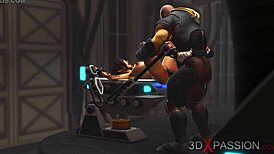 Sci-Fi Hardcore Sexy Cuffed Hottie Bent Over In Lab