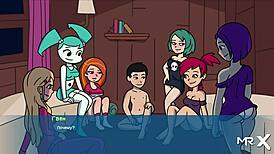 In Camppinewood, pajama party turns hentai assfucking with anime characters.