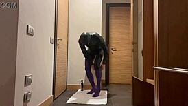 Wearing latex stockings in fetish play