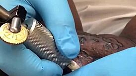 tattoo appointment for ebony milf and cute lesbian