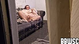 BBW Caught Pleasing Herself by Dirty Old Voyeur Outside