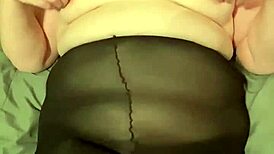 Bbw wife in nothing but tights using her toy