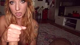 Busty Teen Daisie Belle Gives POV Handjob and Titty Fuck