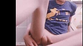 Impregnating myself on the floor with dildo