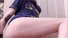 Impregnating myself on the floor with dildo