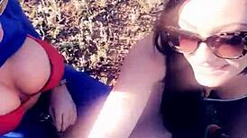 Two Hot Pornstars Meet A Lucky Fan In A Public Park