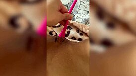 Close Up Masturbation With Big Pink Dildo And Powerful Vibrator Tease