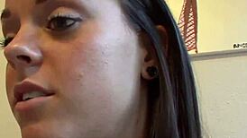 Lesbian stepsister dominates with strapon rod ride