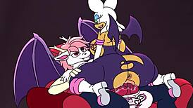 Rouge the bat casually rides on big biscuits in hentai