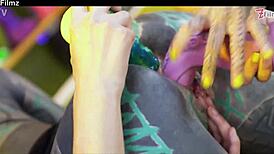 i'm loving these tattooed goth lesbians licking assholes with huge dildos.