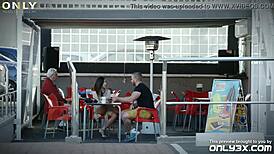 flirtatious frida sante teases then fucks hard on rooftop with daddy