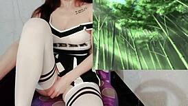 Latina maid in lingerie gets fucked by painting teacher in hentai cartoon