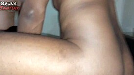 big black guy fucks mute wife in front of masturbating husband, cums inside