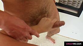 mel enjoys blowbang with group facial cumshots