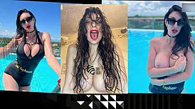 Stepmom covered in cum on tits by stepson