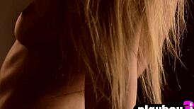 Brunette milf babe rips clothes off in hot lingerie for striptease.