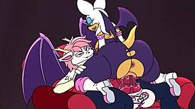 Rouge the bat casually rides on big biscuits in hentai
