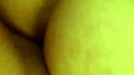 Latina bent over in hotel for doggystyle sex ending in creampie.