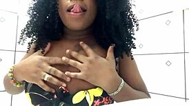 naughty ebony teen gets off in the shower with cum on her ass