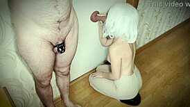 Hey, check my husband’s tiny cock vs this huge dildo! 😱