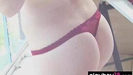 molly shaw, the all natural redhead beauty, strips seductively on the balcony, her clothes ripped off.