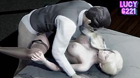 Young secretary struggles to refuse at work with big cock on desk