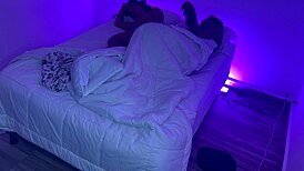Behind the Scenes, Stepmom Shares Bed and Fucks Stepson in Bedroom