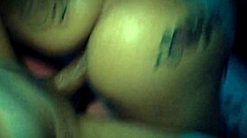 Intense fucking in the dark with big ass and tits, blowjob on monster cock