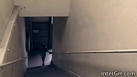 Ebony deepthroats cock at glory hole!