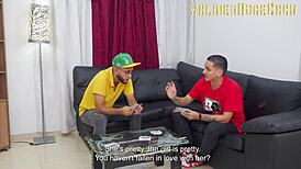 Latina blonde pays rent with intense sex for friends