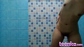 Watch this cute petite asian teen showering