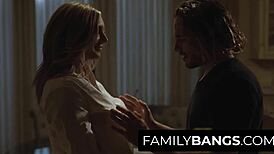 Creepy stepson surprises unaware stepmom in taboo family bang! Tyler Nixon and Kayley Gunner shock with cum.