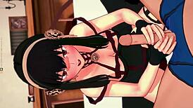 yor forger gives sneaky handjobs in wild 3d cartoon fun. hidden spying adds thrill to every stroke.