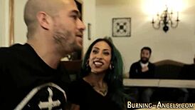 Goth whore with tattoos fingers herself before hardcore fucking and oral in HD