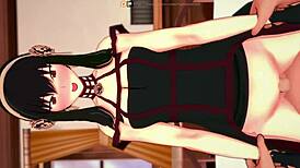 yor forger gives sneaky handjobs in wild 3d cartoon fun. hidden spying adds thrill to every stroke.