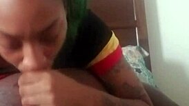 Beauty Sucks Cock and Swallows Cum in Suggestive Blowjob Scene