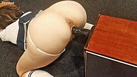 petite teen rough riding big black dildo!