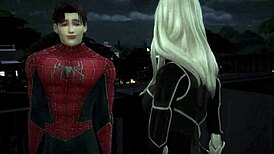 spider man says, 'let's fuck black cat in this cosplay'