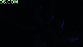 Carrie B indulging in blacklight sex with small tits.