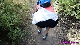 flashing on a hiking trail with brooke