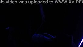 Carrie B indulging in blacklight sex with small tits.