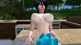 Mikasa asks Vegeta for cooking tips, seduces him with big tits and ass, fucks better than Bulma