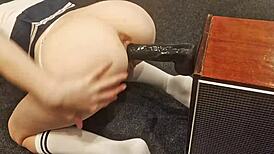 petite teen rough riding big black dildo!