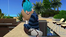 Mikasa asks Vegeta for cooking tips, seduces him with big tits and ass, fucks better than Bulma