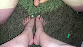 i cum all over my girlfriend's pretty feet and toes in pov blowjob scene