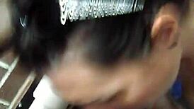 white girl eagerly sucking on that big black cock