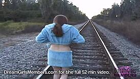 jamie flashes her real big tits in wild public upskirt