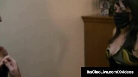 Masked Femdom in Lingerie Teases and Tickles Hot Sex Slave Cleo